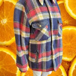 Distinctive‎ Sportswear Plaid Lined Shirt Jacket Men Navy Red Yellow Blue Size M